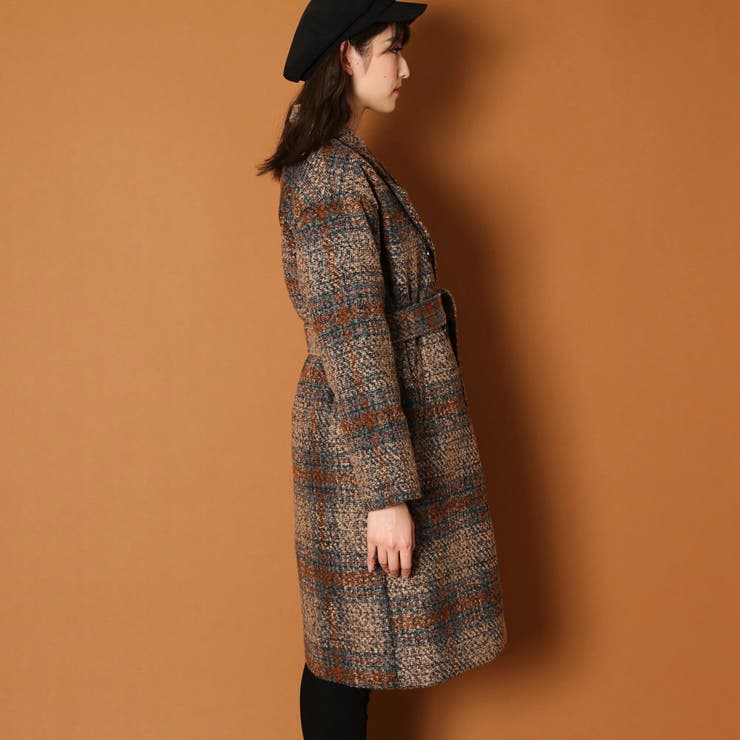 ロングチェックダブルチェスターコート[品番：GORW0005683]｜GORGE