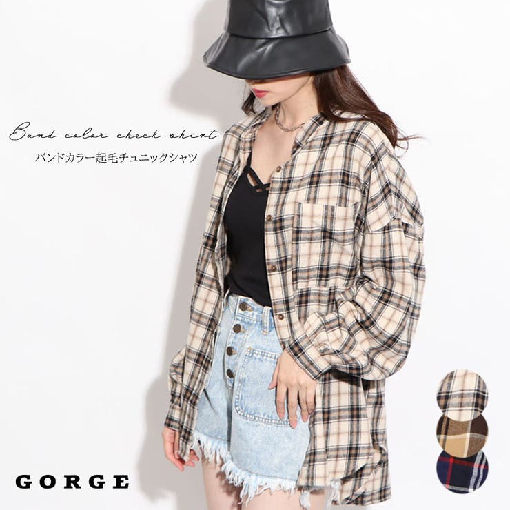 バンドカラー起毛チュニックシャツ | GORGE  | 詳細画像1 
