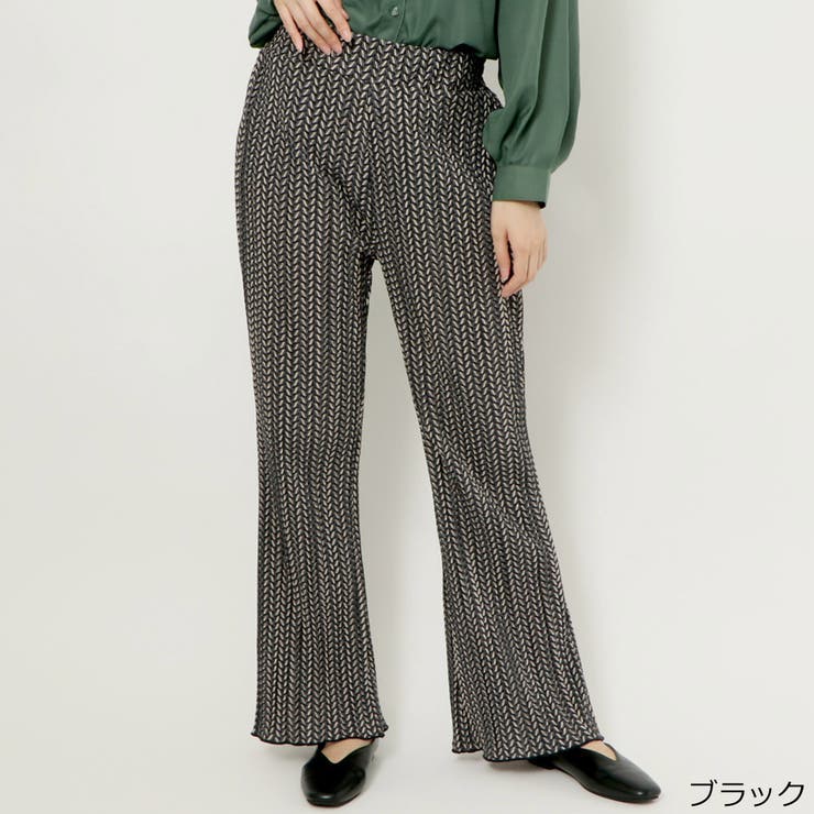ブラック | 起毛プリーツ柄パンツ | GORGE 