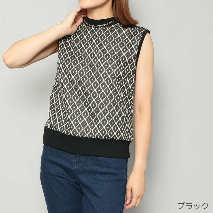 ブラック | プチハイノースリ柄ＴＯＰＳ | GORGE 