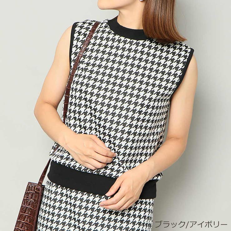 ブラック／アイボリー | プチハイノースリ柄ＴＯＰＳ | GORGE 