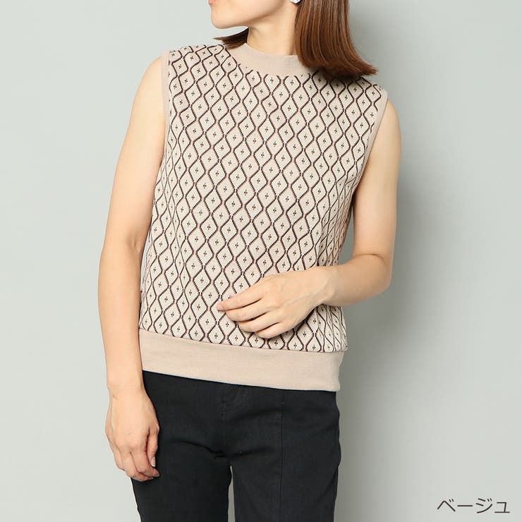 ベージュ | プチハイノースリ柄ＴＯＰＳ | GORGE 