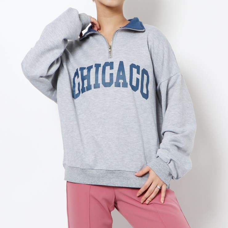 グレー | 配色ハーフＺＩＰロゴ裏毛プルオーバー | GORGE 