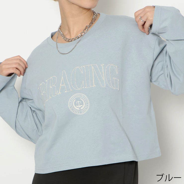 ブルー | 刺しゅうカレッジ短丈ロンＴ | GORGE 