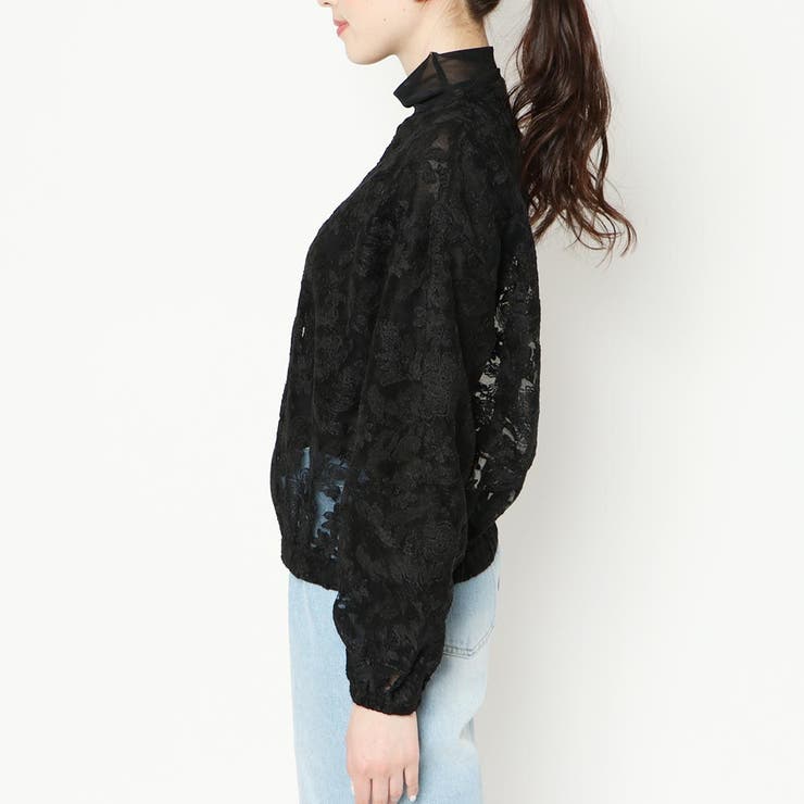 レリアンプラス　薄手ブルゾン　　ブラック　チュール　シアー　17号 ポリエステルツイル バンドカラー ロングシャツドレス | Brooks