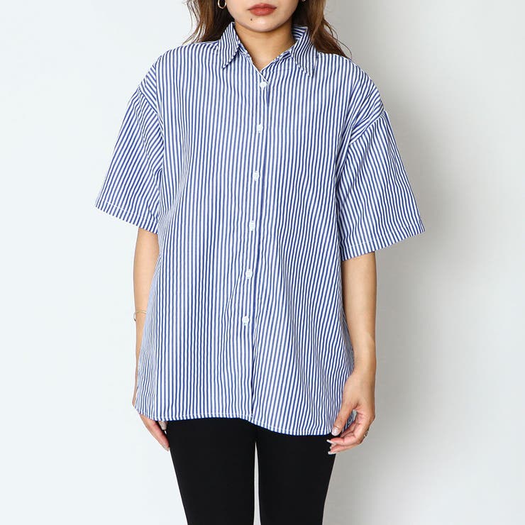 MHL. ストライプ 半袖シャツ Lサイズ 0706113210_6688acaac5daa.jpg