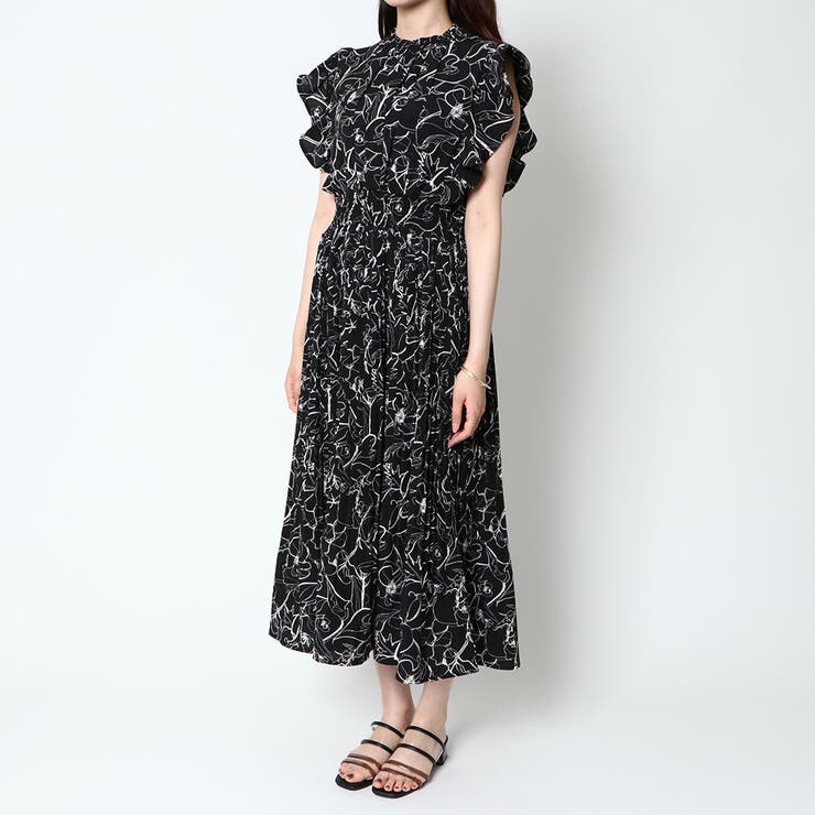 柄フリルシャーリングワンピース[品番：GORW0007019]｜GORGE