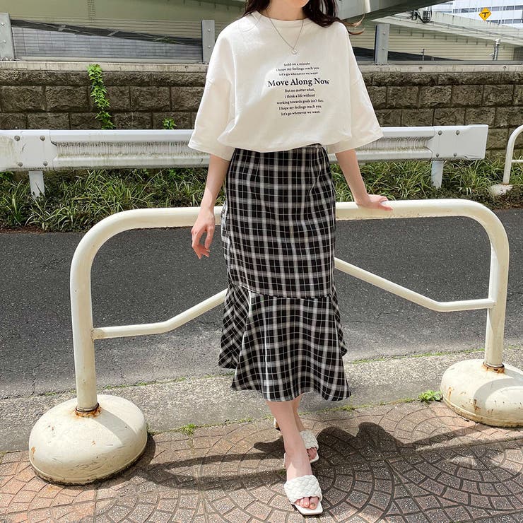 Gロゴパターン シャツ&スカートセット ロゴ刺繍Tシャツ[ze310] | レディースファッション通販の