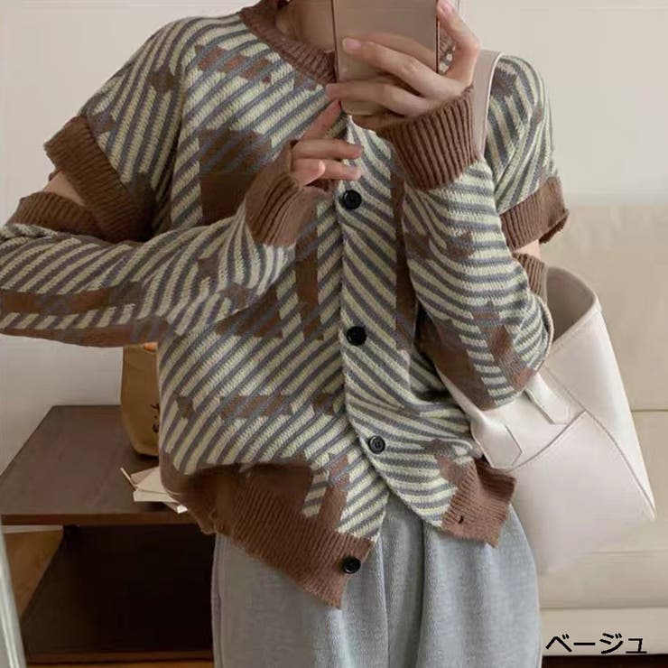 アームウォーマー付き柄ニットプルオーバー | GORGE  | 詳細画像4 