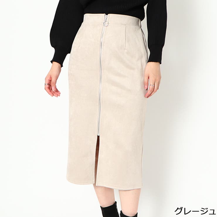 リングＺＩＰ付きスエードタイトスカート
