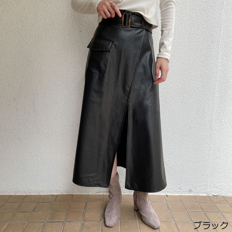 ベルト付き合皮スリットスカート | GORGE  | 詳細画像2 