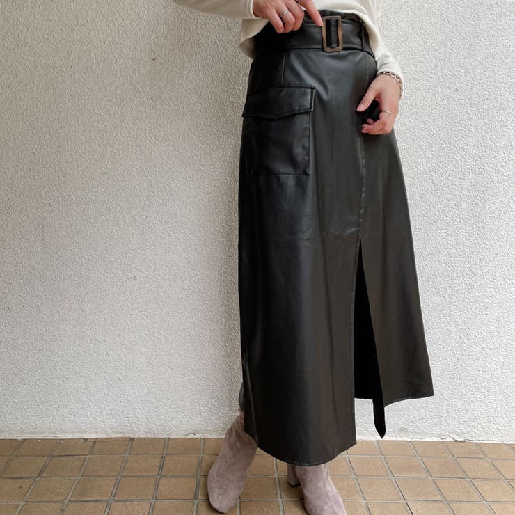 ベルト付き合皮スリットスカート | GORGE  | 詳細画像9 