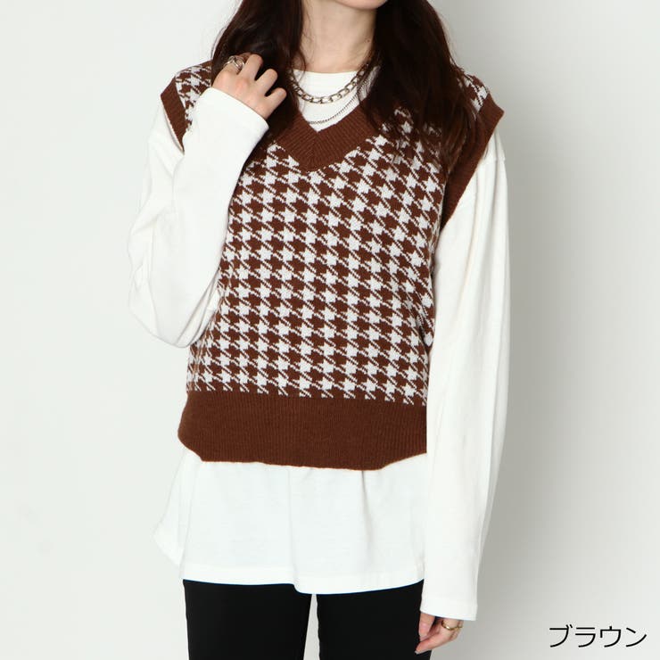 千鳥ニットベスト[品番：GORW0007202]｜GORGE （ゴージ）のレディース