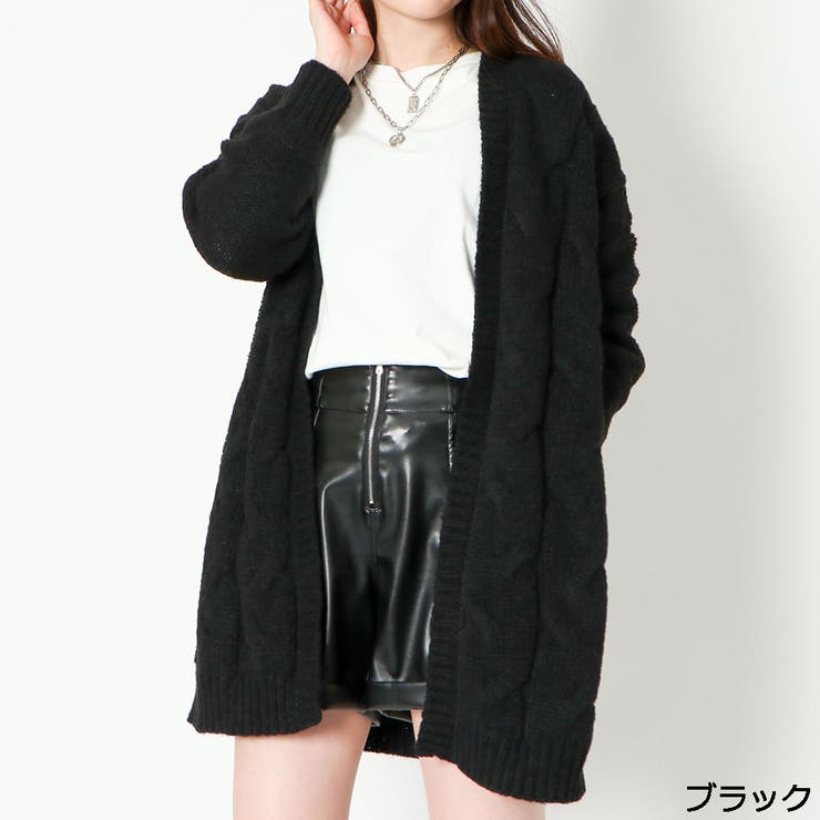 ブラック | ロービングケーブルロングカーディガン | GORGE 