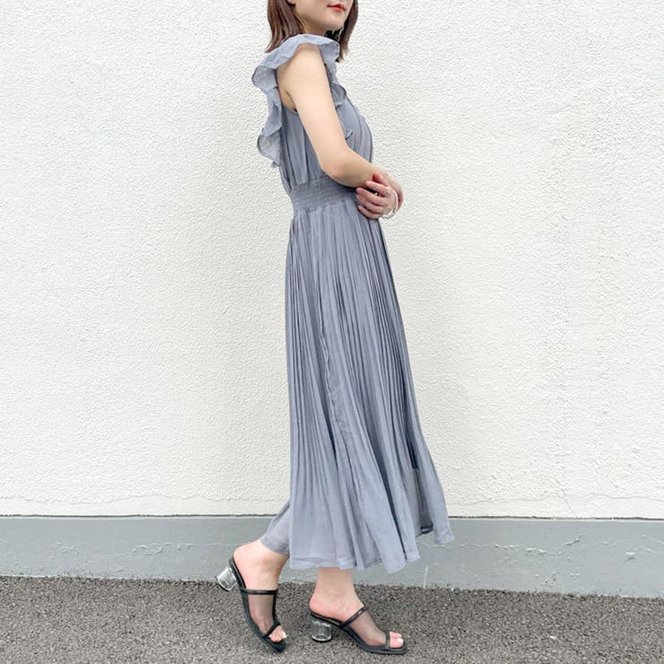 me ISSEY MIYAKE◇ジャガードノースリーブワンピース/--/コットン/GRY