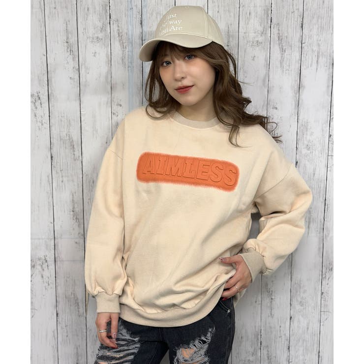 ベージュ | ロゴエンボス裏起毛プルオーバー | GORGE 