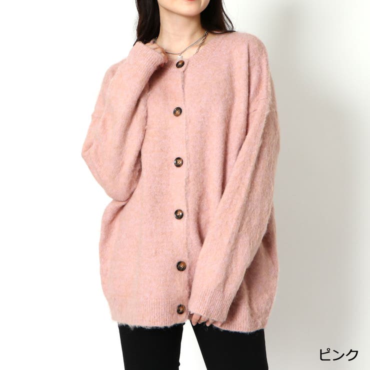ピンク | クルー起毛カーディガン | GORGE 