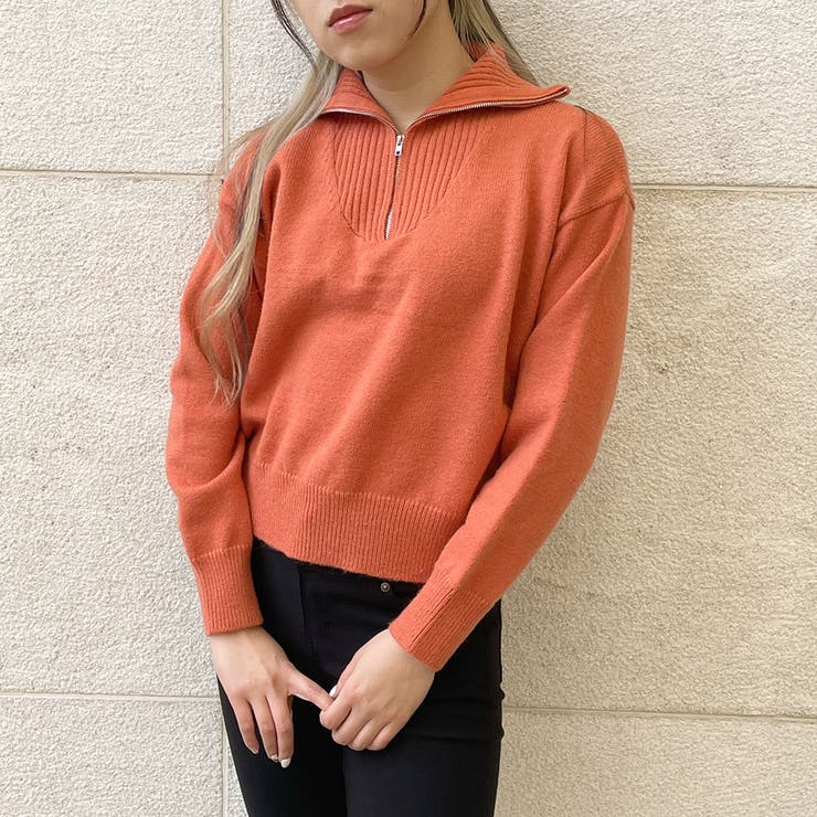 ハーフZIP短丈ニットプルオーバー[品番：GORW0007484]｜GORGE