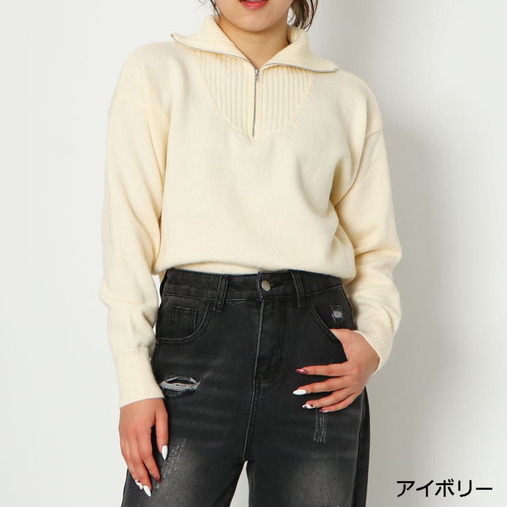 ハーフZIP短丈ニットプルオーバー[品番：GORW0007484]｜GORGE