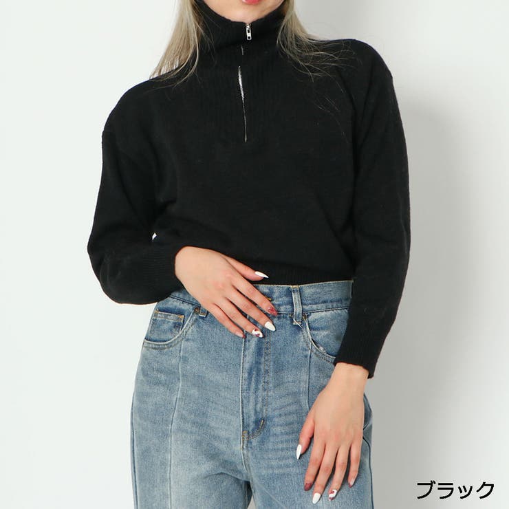 ハーフZIP短丈ニットプルオーバー[品番：GORW0007484]｜GORGE