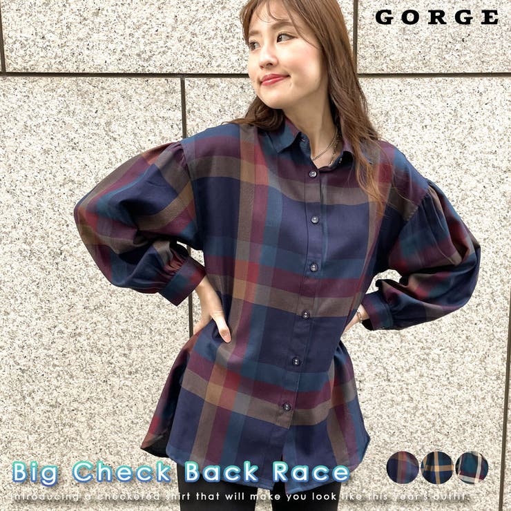 デカチェックバックレースシャツ | GORGE  | 詳細画像1 