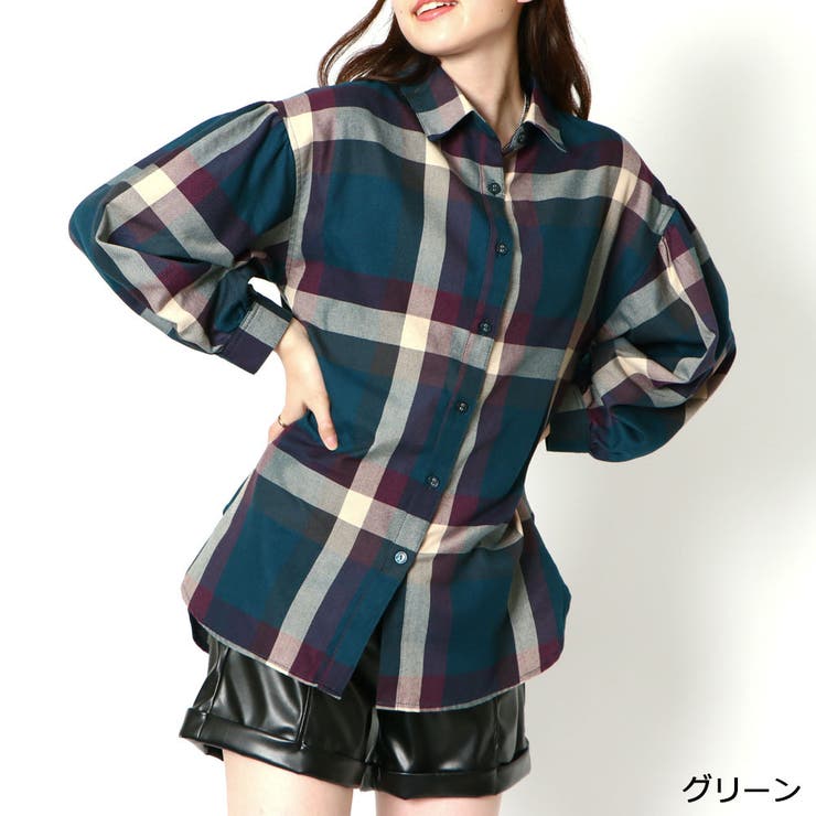 グリーン | デカチェックバックレースシャツ | GORGE 