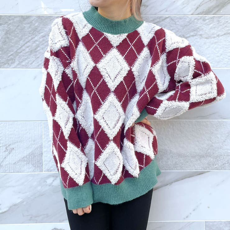 ハイネックアーガイル柄ニットプルオーバー | GORGE  | 詳細画像10 