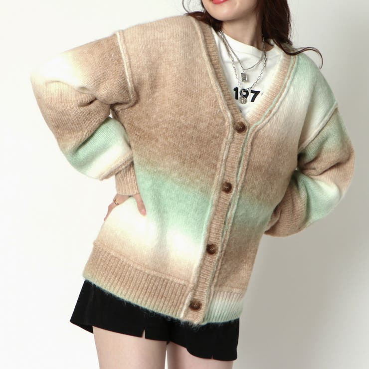 The Viridi-anne　グラデーションカーディガン　ニット グラデーションニットカーディガン[品番：GORW0007383]｜GORGE