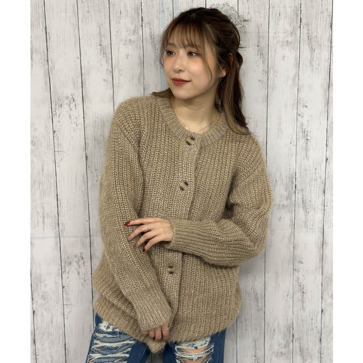 ベージュ | モヘアクルーカーディガン | GORGE 