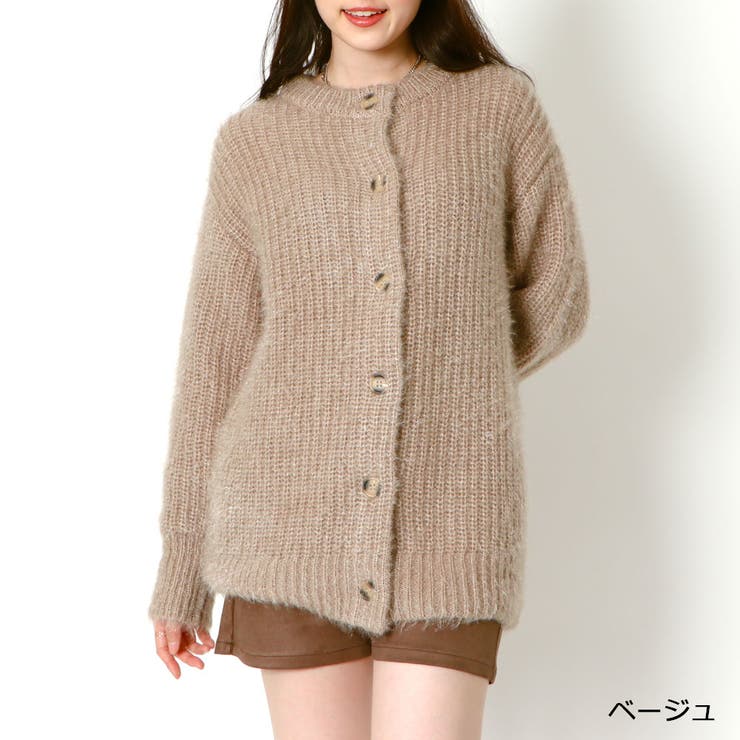 ベージュ | モヘアクルーカーディガン | GORGE 