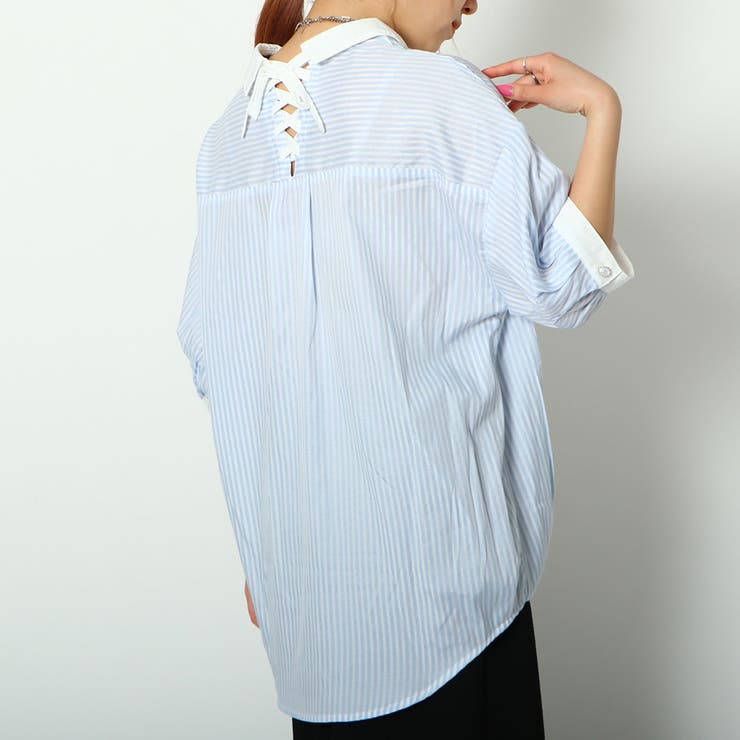 ５分多種ボタンバックレースアップシャツ | GORGE  | 詳細画像7 