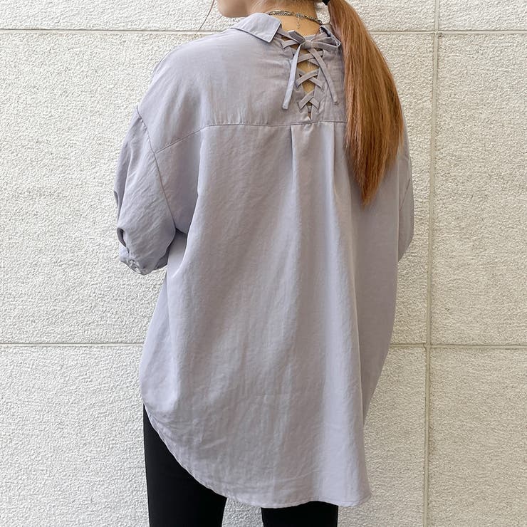 ５分多種ボタンバックレースアップシャツ | GORGE  | 詳細画像9 