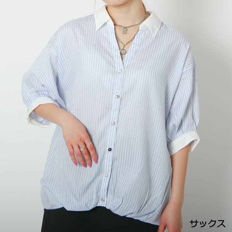 サックス | ５分多種ボタンバックレースアップシャツ | GORGE 