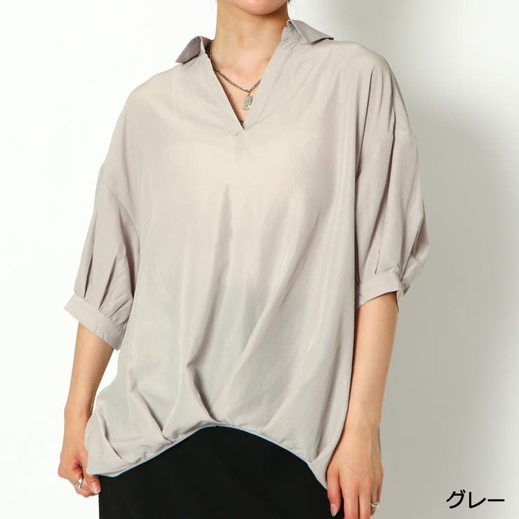 グレー | ５分スキッパータケノコシャツ | GORGE 