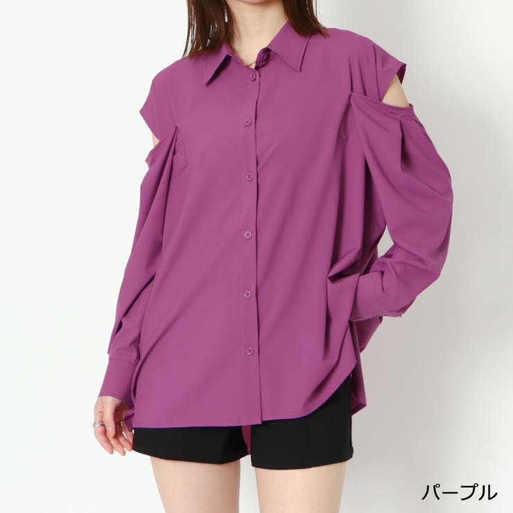 パープル | 肩開き無地シャツ | GORGE 