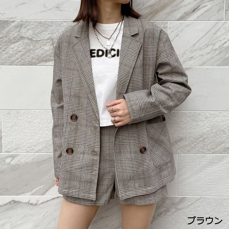 ブラウン | チェックダブルテーラージャケット | GORGE 