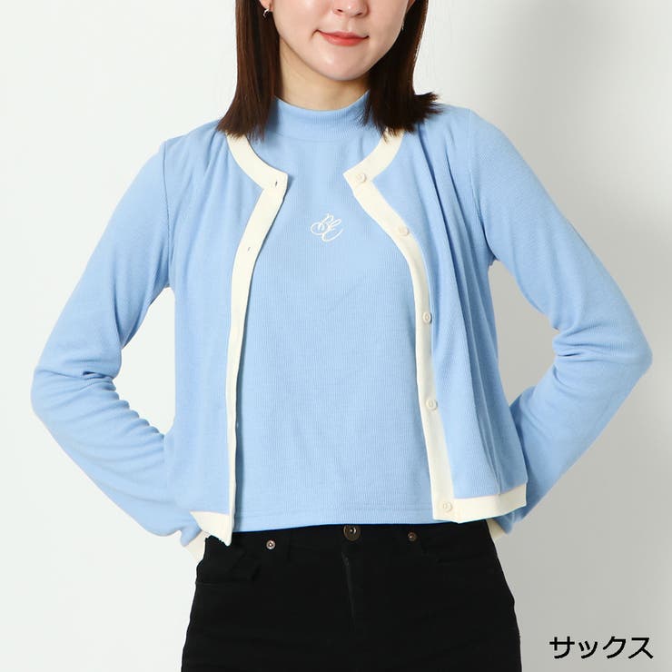 サックス | インナー付き刺しゅうテレコカーディガン | GORGE 