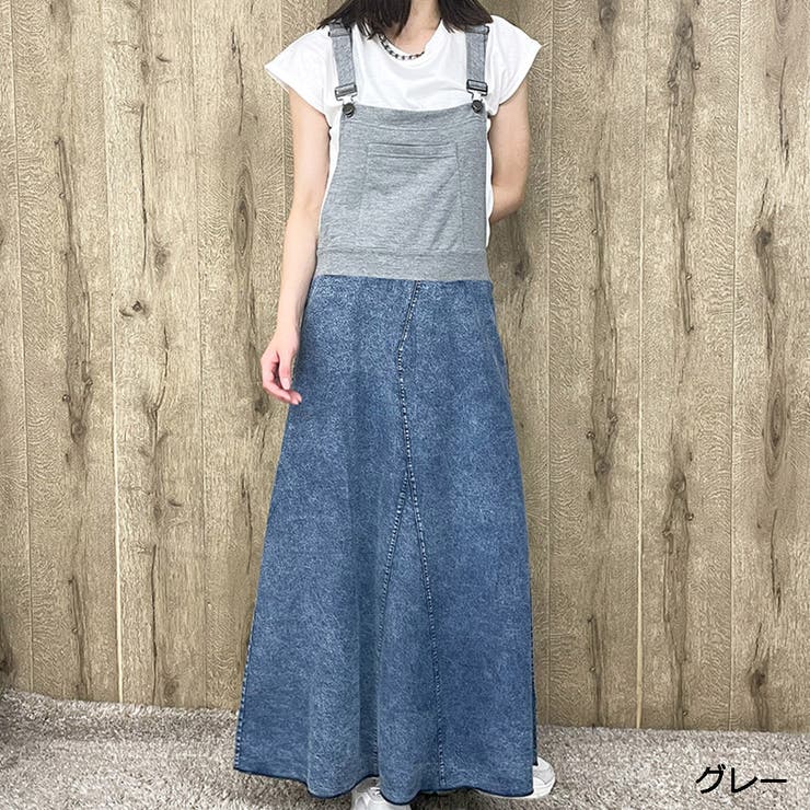 グレー | デニム裏毛ドッキングワンピース | GORGE
