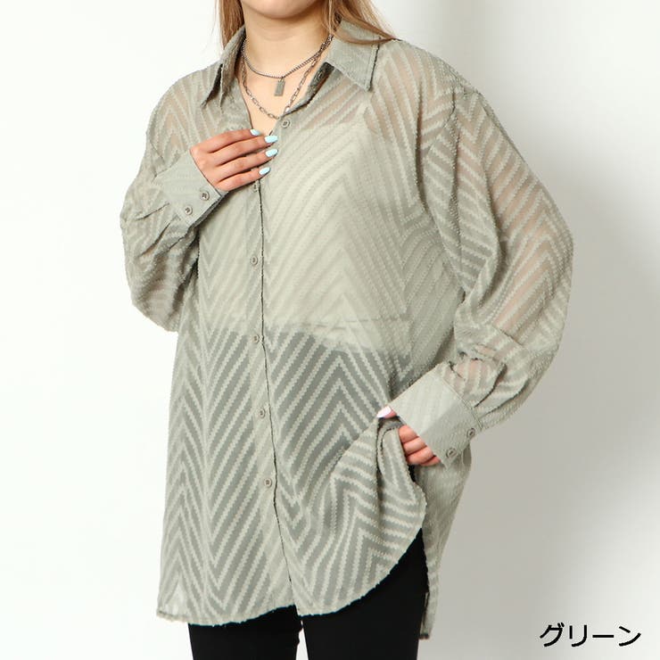 グリーン | ギザギザジャガードシアーシャツ | GORGE 
