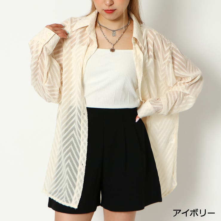 アイボリー | ギザギザジャガードシアーシャツ | GORGE 