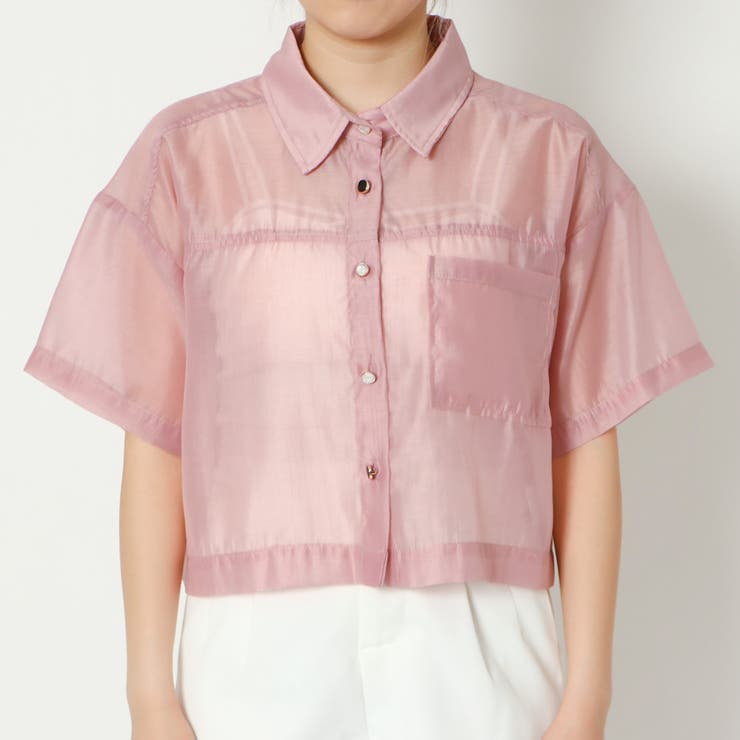 6(ROKU) / ロク | 2020SS | SHEER SHORT SHIRT シフォン シアー ショート 半袖 シャツ | ピンク | レディース 6 (ROKU) - 6(ROKU) / ロク | 2020SS | SHEER SHORT SHIRT シフォン