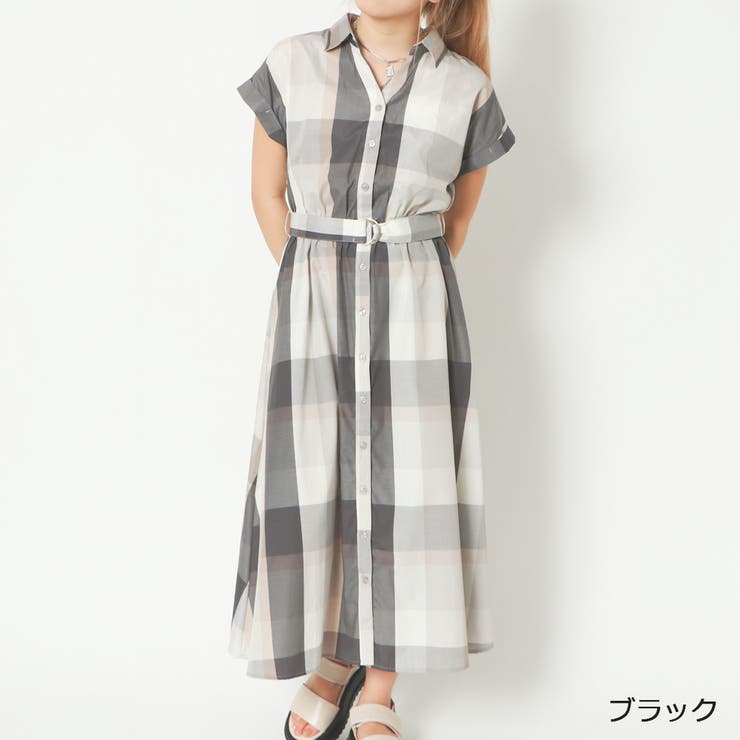 ブラック | デカチェックシャツワンピース | GORGE 