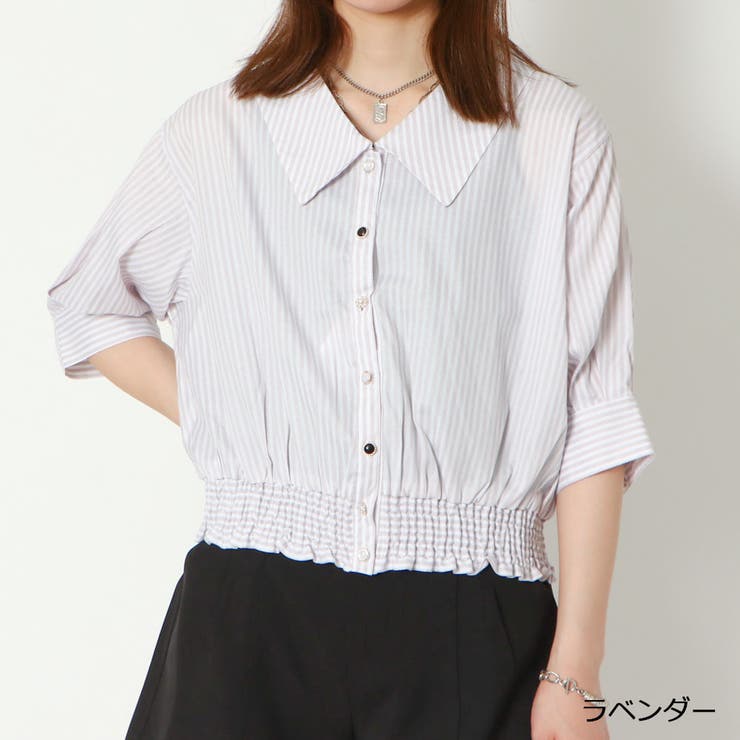 ラベンダー | ５分裾シャーリングブラウス | GORGE 