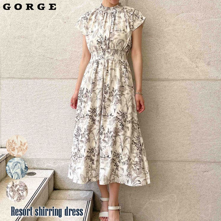 《シャーリングウエスト×フレア》レディース マキシワンピース 半袖 春夏秋	 | GORGE  | 詳細画像1 