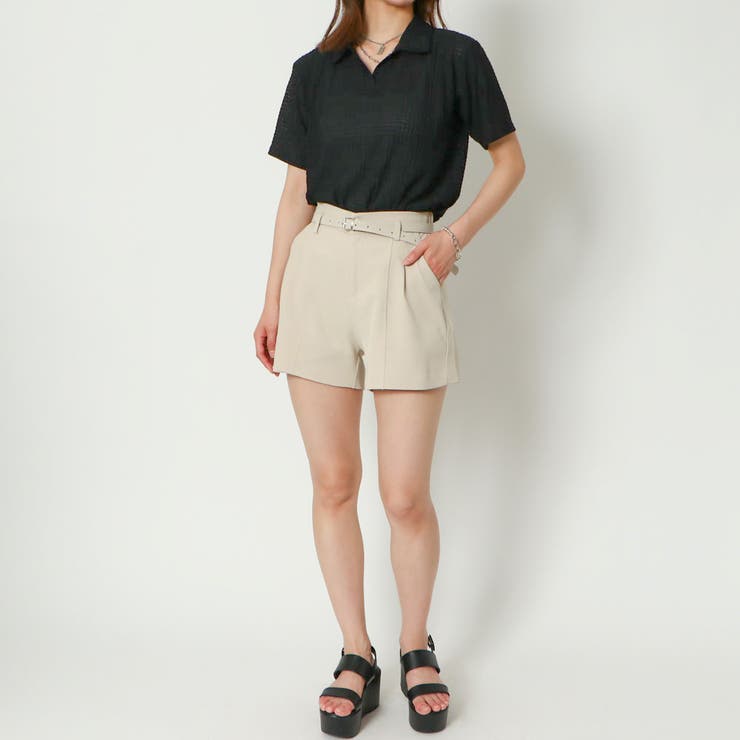 ZIMMERMANN ショートパンツ タック＆プリント入り【関税なし】 共ベルト付きタックショートパンツ[品番：GORW0007933]｜GORGE