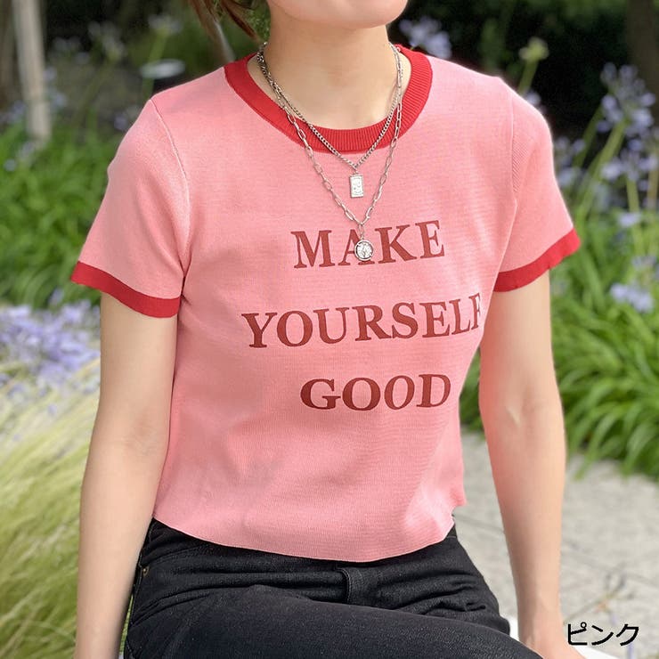 ピンク | 配色ロゴニットプルオーバー | GORGE 