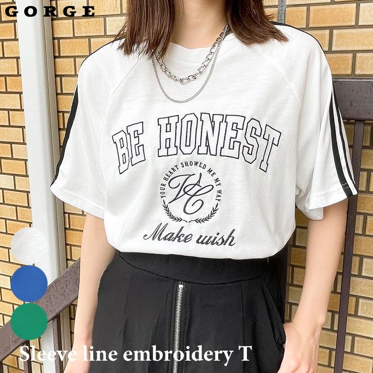 袖ライン刺しゅうTシャツ[品番：GORW0007843]｜GORGE （ゴージ）の