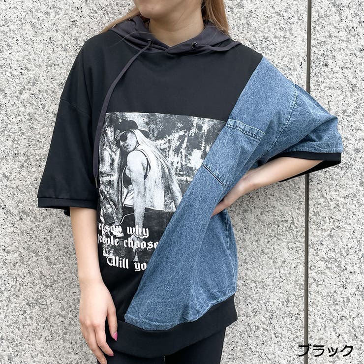 ブラック | 切替転写パーカー | GORGE 