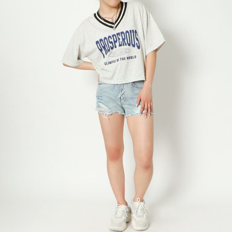 ラインリブＶネックＴシャツレディース 天竺 半袖Tシャツ | GORGE  | 詳細画像9 