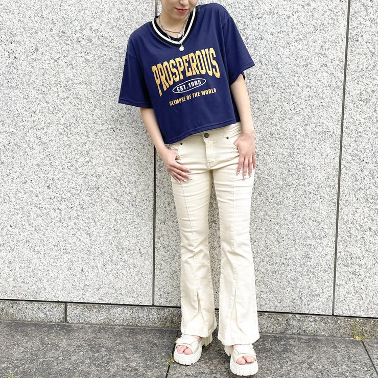 ラインリブＶネックＴシャツレディース 天竺 半袖Tシャツ | GORGE  | 詳細画像10 